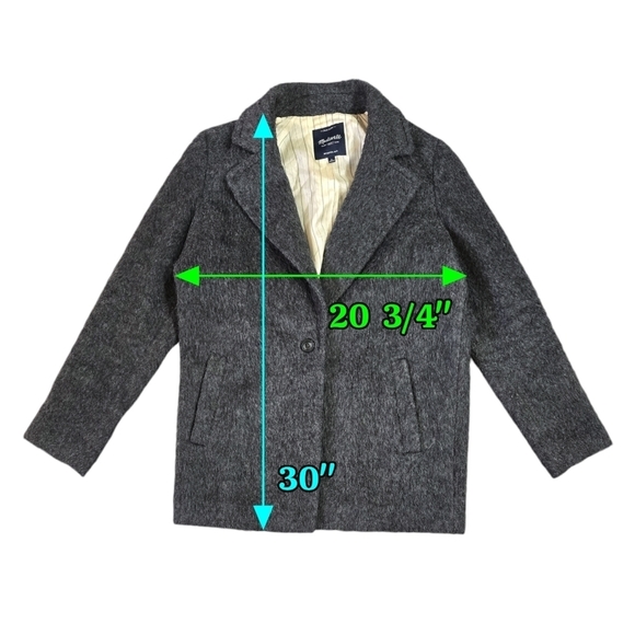 Madewell Wool Blend Brushweave Cocoon Coat Gray Fuzzy Relaxed Fit Preppy B5299 - Picture 3 of 10